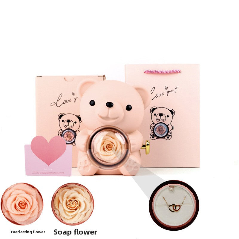 Rotatable Acrylic Eternal Flower Jewelry Gift Set