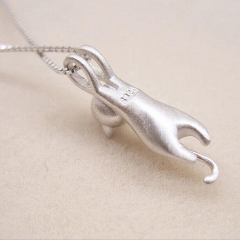 Silver cat necklace