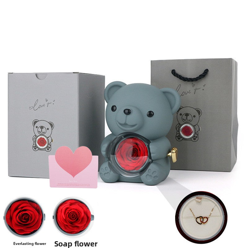 Rotatable Acrylic Eternal Flower Jewelry Gift Set