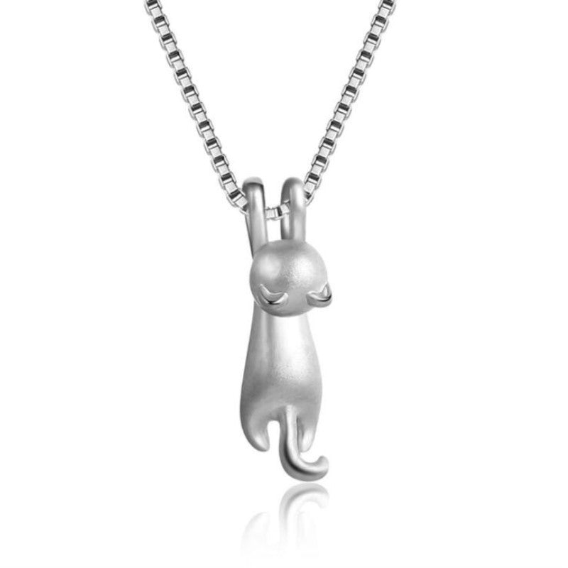 Silver cat necklace