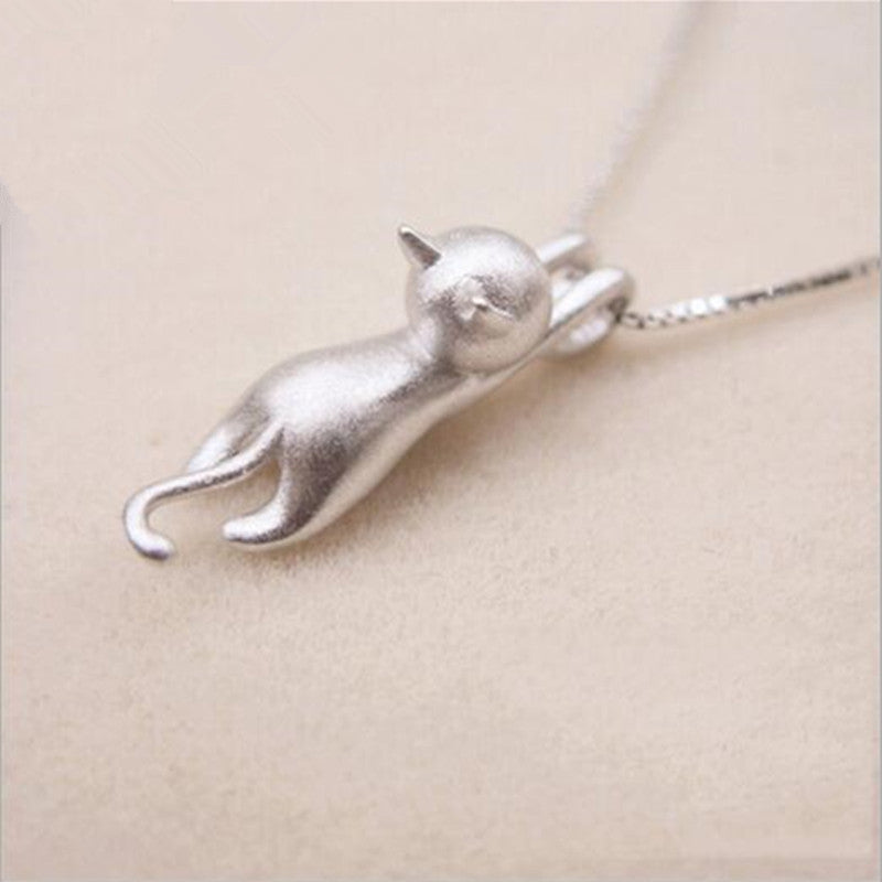 Silver cat necklace