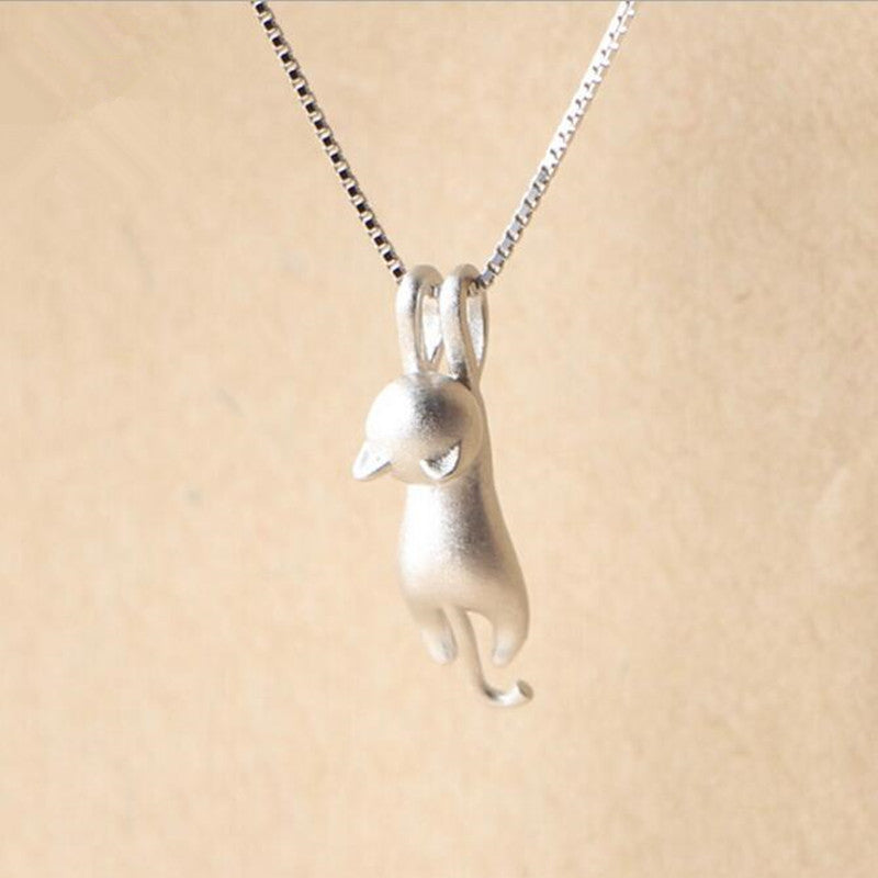 Silver cat necklace